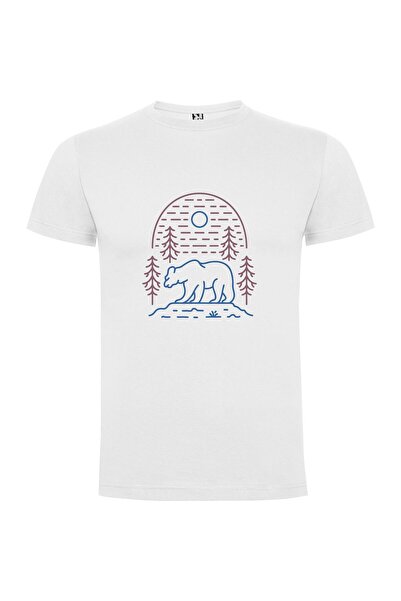 iLovePrints Grizzly Linework Wildlife Illustration Tshirt