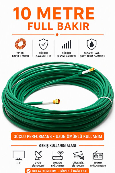 IRONSTAR 10 METRE FULL BAKIR 96 TEL KONNEKTÖR TAKILI ANTEN KABLOSU