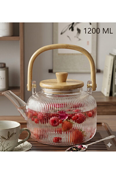 sfs elektrik Ivory Premium Borosilicate Glass Teapot Series Herbal Tea Teapot...