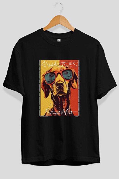 Ankhises For Dog Love 26 majica sa prednjim printom psa, crna, velika veličin...
