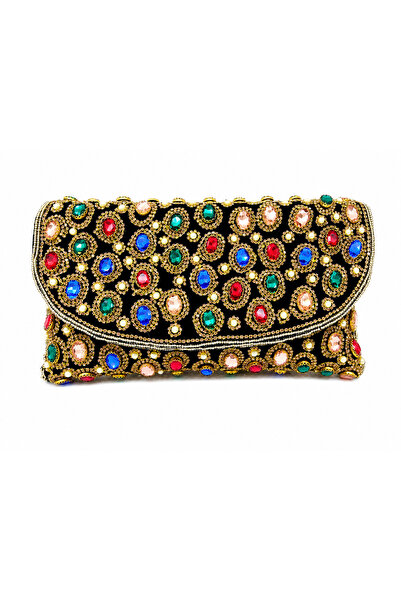 ARCAD Luxury Crystal Beaded Evening Bag with Chain Strap – Handmade Women's P...