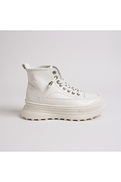 Guja Women's Rubber Lace-Up Thick Sole Sports Boots White