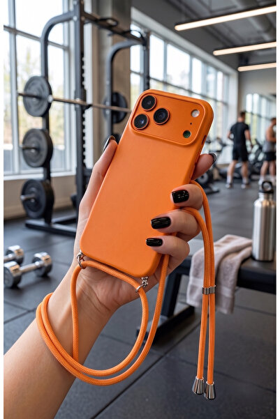 emybox İphone 17 Pro Max Askılı Yumuşak Silikon İçi Kadife Telefon Kılıfı İp 130 cm