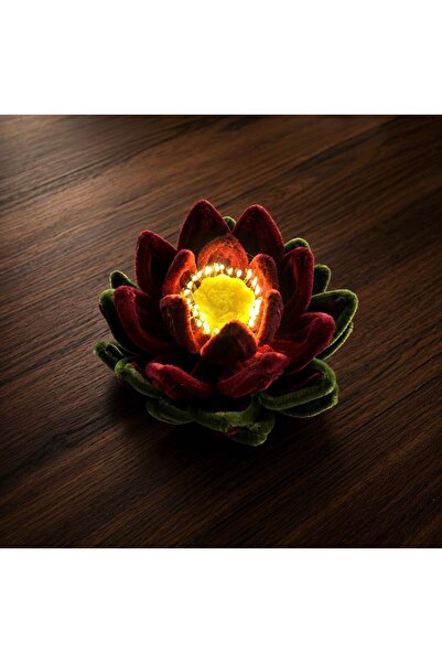 Elz Şönil Bordo Lotus Gece Lambası