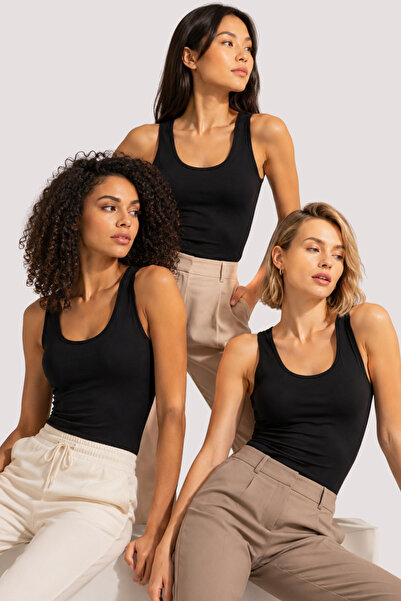 Loule Women's 3-Piece Cotton & Modal Thick Strap Flexible Basic Undershirt - ...