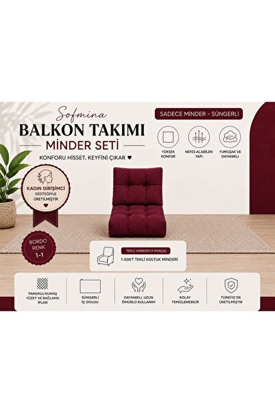 Sofmina Tekli Koltuk 1-1 Minderi Balkon Bahçe Teras Kafe Minderi
