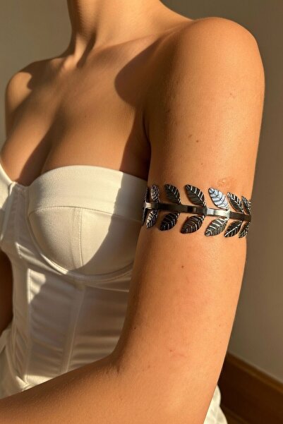RMY MODA Women's Anthracite Leaf Patterned Adjustable Bracelet