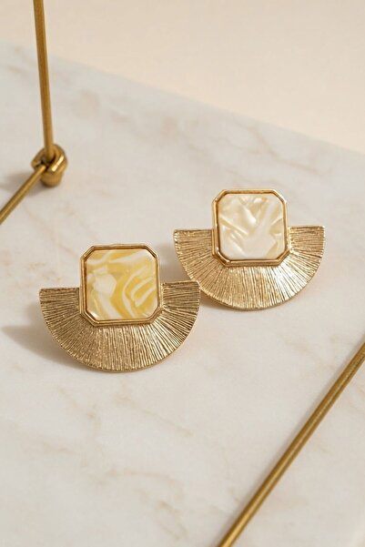 bacc Gold Stone Fan Earrings