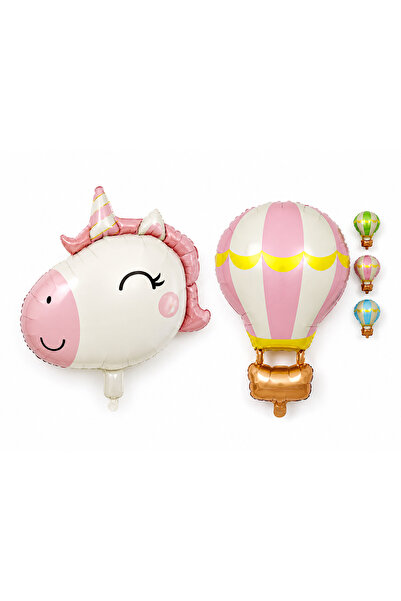 Alseva Uçan Balon ve Unicornlu Folyo Balon Seti 2 li