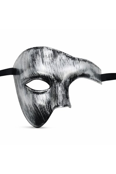 Generic Brand Antique Antique Silver Men's Half Mask - Phantom & Ball Mask