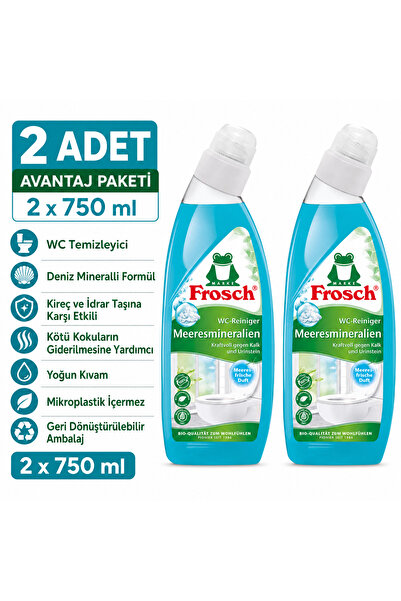 Frosch Deniz Mineralli WC/Tuvalet Temizleyici Kireç ve İdrar Leke Karşıtı 2x7...