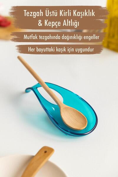 Twin Store Acrylic Aquamarin Countertop Dirty Spoon Holder & Ladle Mat