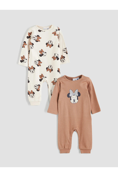 LC Waikiki Lcw Baby Brown Minnie Mouse Licensed Baby Girl Romper 2-Pack