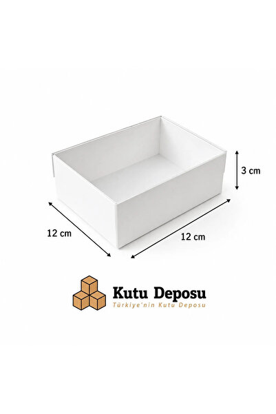 KUTU DEPOSU 12x12x3 cm Asetat Kapaklı Takı Kutusu-Beyaz (DEMONTE) (50 ADET)