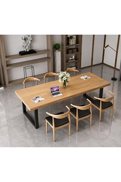 larissa design masa takımı 6 kişilik mdf masa kayın sandalye