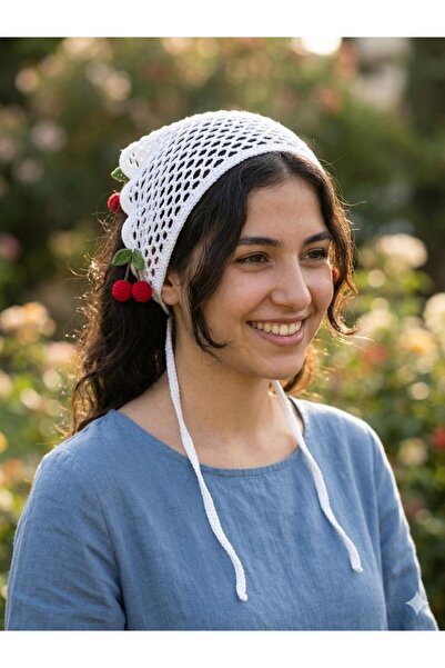 AVC kadın danten desenli vişne tıg örgülü bandana