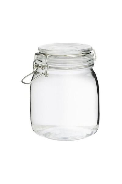 HERA Borcan de depozitare din sticlă cu capac etanș, 1000 ml, HR-BS