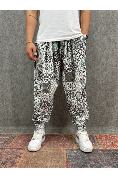 FıttingRoom Elastic Waist Pleated Patterned Half-Shalwar