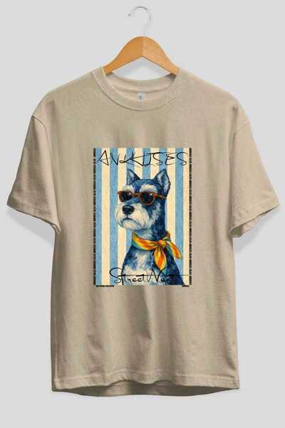 Ankhises Tricou supradimensionat bej cu imprimeu câine "For Dog Lovers 60", 1...