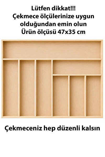 ayfiwood 47X35 cm Cutlery Drawer Organizer |   Natural Wooden Kitchen Organiz...