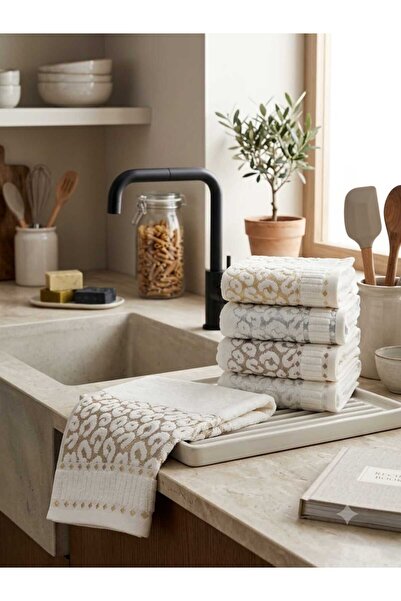 New Cotton Home طقم مناشف مخملية من القطن الطبيعي 100% بنمط جلد الفهد، 4 قطع،...