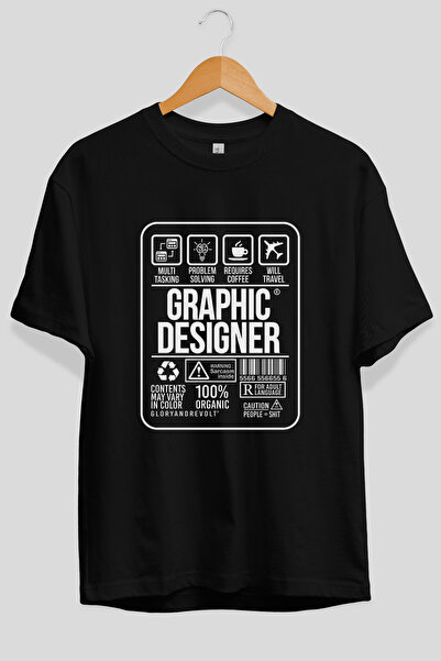 Ankhises Tricou negru cu imprimeu frontal supradimensionat Graphic Designer, ...