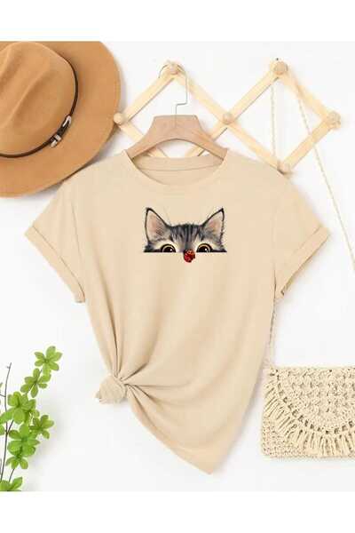 tkn your style Women's Cat Print Design Tshirt
