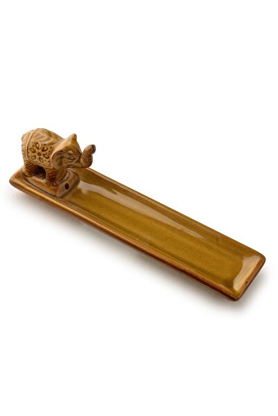MONDEX Suport de tămâie ceramic elefant 20 x 5 x 7 cm Miere 1 buc.