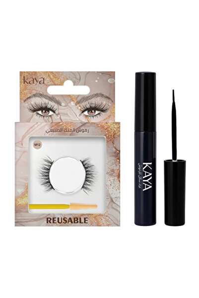 Kaya Black Fast Dry Eyelash Glue Set with Natural Mink 3D Volume Eyelashes St...