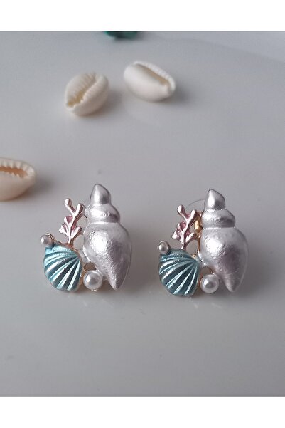 BNG AKSESUAR Seashell Women's Earrings Summer Themed Stylish Earrings with St...