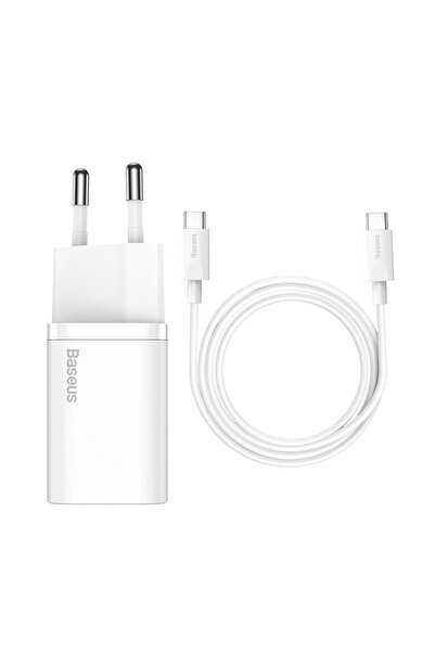 Baseus Incarcator rapid Super Si, 1x USB-C, 25W, cablu USB-C inclus, Alb