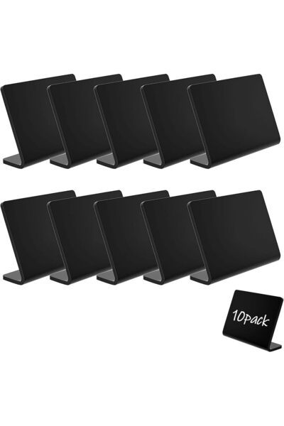 Arabest 10 PCS Mini Chalkboard Signs for Food, L-Shaped Acrylic Chalkboard Bu...