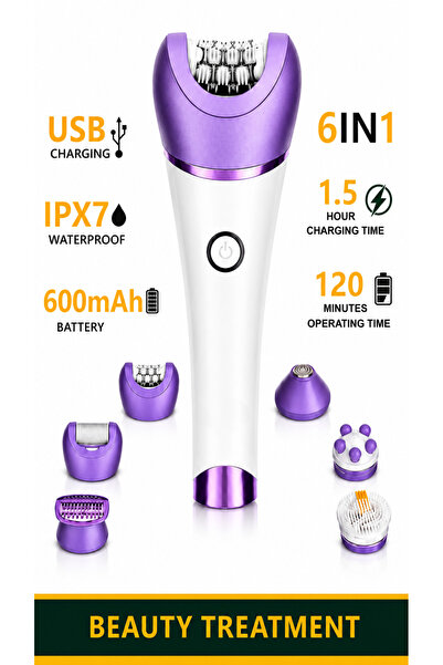 Baytix HOME 6 In 1 Rechargeable Women's Epilator & Beauty Care Kit Wet & Dry ...