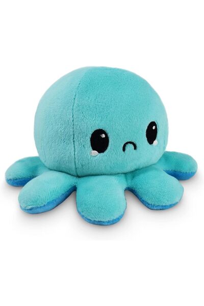 TeeTurtle دمية الأخطبوط الأصلية القابلة للعكس - أزرق سعيد + أزرق غامق حزين - ...