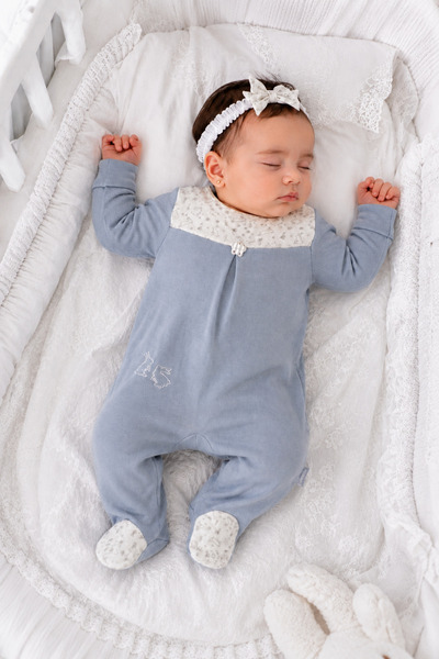 Babyhola Rabbit Patterned 100% Cotton Modal Baby Romper with Booties 15232