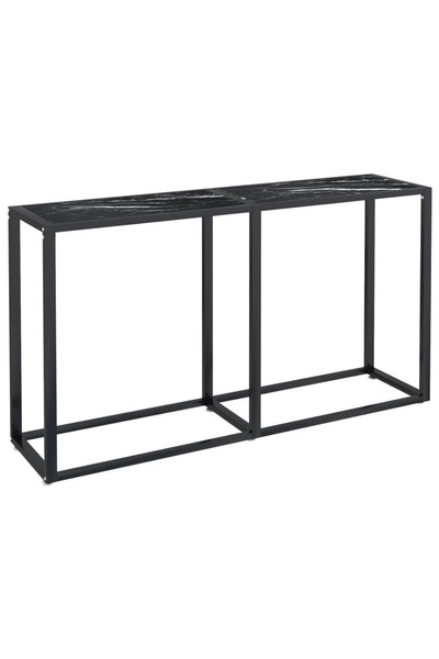 vidaxl Masă consolă, negru marmură, 140x35x75,5 cm, sticlă securizată