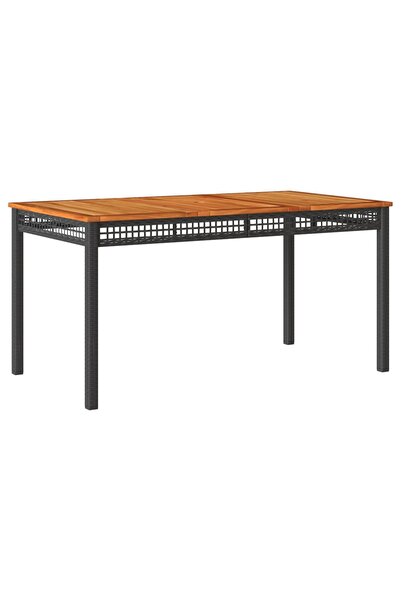 vidaxl Masă de grădină, negru, 140x80x75 cm, poliratan și lemn acacia
