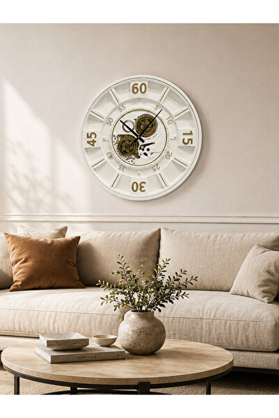 Glazze LİZBON BEYAZ 60 CM ÇARKLI DUVAR SAATİ