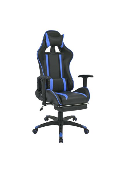 vidaxl Scaun birou rabatabil, design racing, suport picioare, albastru