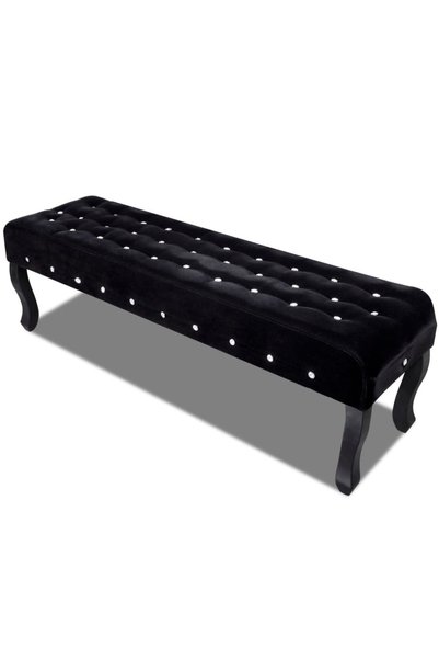 vidaxl Bancă din catifea, cu nasturi de cristal, negru