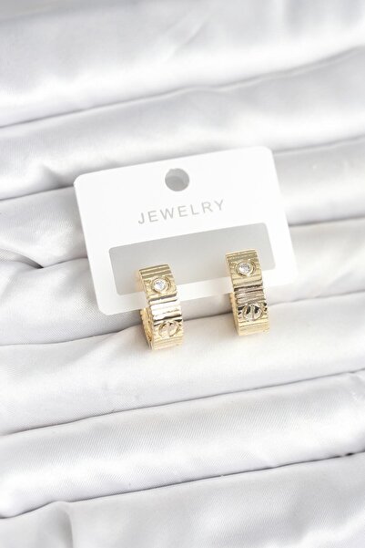 OGHAMAY Brass Gold Color Zircon Stone Hoop Women's Earrings