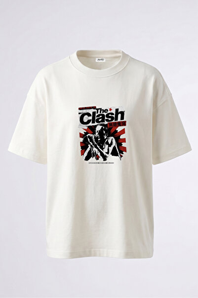 Anetos Μπλουζάκι The Clash Design με στάμπα στην πλάτη, βαμβακερό, λευκό, ove...
