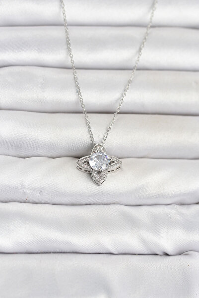 OGHAMAY 316L Steel Chain Silver Color Clover Model Women's Necklace