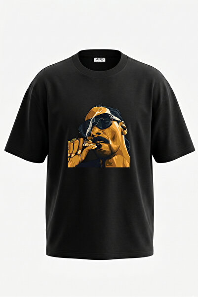 Anetos Snoop Dogg dizajn rukavica Štampano Pamuk crna Oversize kroj T-shirt
