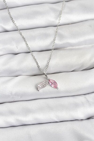 OGHAMAY 316L Steel Chain Silver Color Fish Tail Model Zircon Stone Women's Ne...