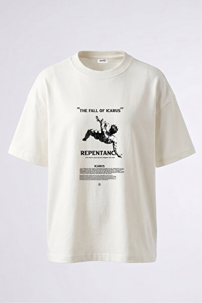 Anetos Μπλουζάκι Icarus Fall Design με στάμπα στην πλάτη, βαμβακερό, λευκό, o...