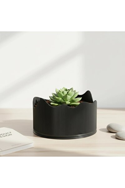 OEM Ghiveci Decorativ Modern Cu Margine Ondulata Suport Plante Interior - Neg...