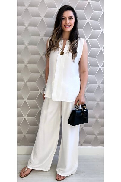 styleFlex Set Damă de Vară 100% Vâscoză: Bluză fără Mâneci și Pantaloni Lungi