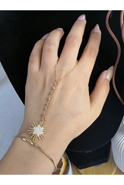 ANKA JEWELLRY Women's Steel Zircon Stone Star and Bead Detailed Shammeran Bra...