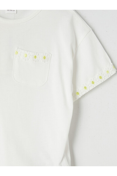 LC Waikiki Crew Neck Embroidered Girl's T-Shirt